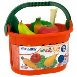 Miniland - Cos cu fructe si legume de jucarie