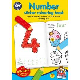 Carte de colorat cu activitati in limba engleza si abtibilduri Invata numerele NUMBER