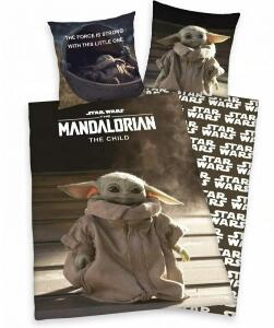 Lenjerie de pat Star Wars Mandalorian pentru copii din bumbac reversibila 2 piese