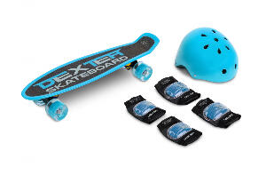 Set Skateboard cu casca cotiere si genunchiere Toyz Dexter Albastru