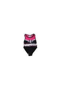 Costum de baie cu bustiera, Minnie, negru cu roz fuxia