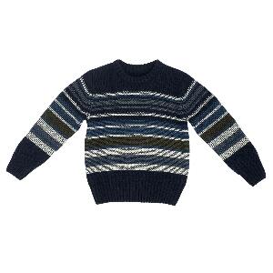 Pulover tricotat Chicco, albastru cu dungi, amestec lana, 64966