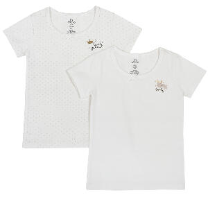 Set 2 tricouri fete Chicco, fundite din matase, alb, 11413