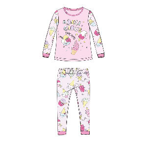 Pijama copii Chicco, alb cu roz, 31348