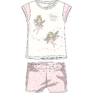 Pijama copii Chicco, alb cu roz, 35343