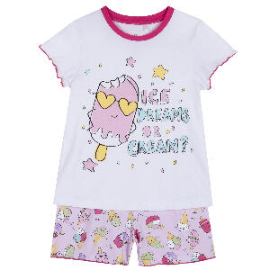 Pijama copii Chicco, alb cu roz, 35344