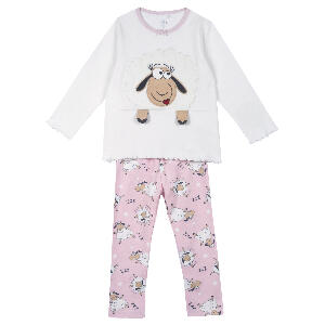 Pijama copii Chicco, bluza si pantalon, alb, 31334