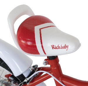 Bicicleta copii 4-6 ani 16 inch C-Brake Rich Baby CSR1604A cadru rosu cu design alb