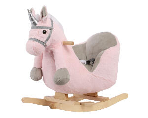 Balansoar din plus cu spatar KikkaBoo Pink Horse