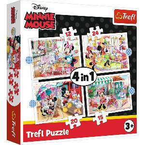 Puzzle 4 in 1, Trefl, Minnie si prietenii (12, 15, 20 si 24 piese)