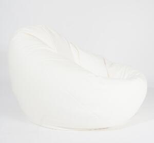 Fotoliu mare nirvana gigant alb piele eco umplut cu perle polistiren beanbag para marca pufrelax