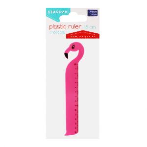 Rigla 15 cm, Starpak, Flamingo