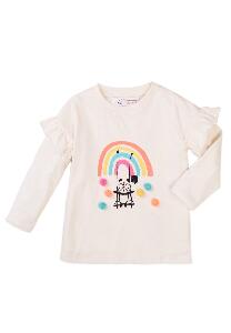 Tricou cu volane aplicate pe maneca Minoti Baby, Pom, Rainbow