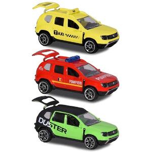 Set 3 Masinute Dacia Duster Taxi, Pompieri si Negru/Verde