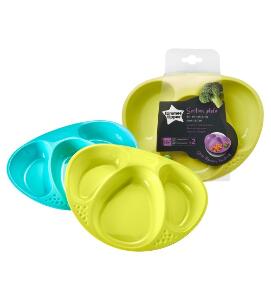 Set farfurii compartimentate Explora Tommee Tippee 2 buc Turquoise Galben