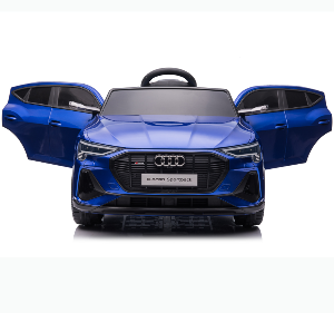 Masinuta electrica cu roti Eva si scaun piele Audi E Tron Blue