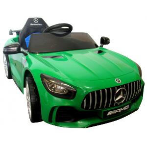 Masinuta electrica cu telecomanda roti din spuma EVA si scaun din piele Mercedes gtr verde R-Sport