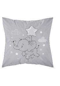 Perna bumbac, Little Star, elefant cu stea, gri, 40x40 cm