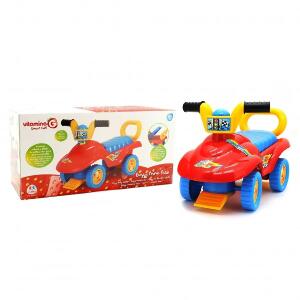 Masinuta pentru copii de impins interactiva Buggy multicolora cu portbagaj