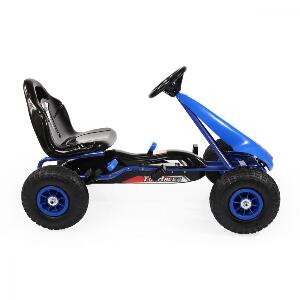 Kart cu pedale pentru copii cu roti gonflabile Top Racer Blue
