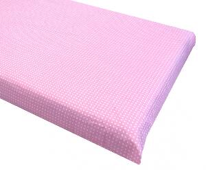 Cearsaf cu elastic roata 140x70 cm Buline albe pe roz