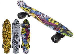 Skateboard copii longboard model Retro Multicolor 57cm lungime 50kg