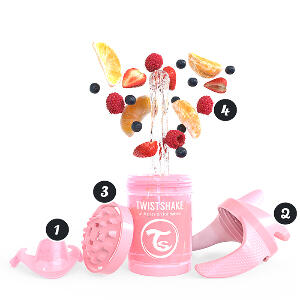 Mini canuta de antrenament 4 luni+ 230 ml pastel pink Twistshake