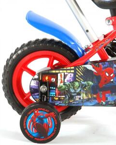 Bicicleta pentru baieti 10 inch cu maner si roti ajutatoare Spiderman