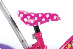 Bicicleta pentru fete 10 inch cu maner roti ajutatoare si cosulet Minnie Mouse