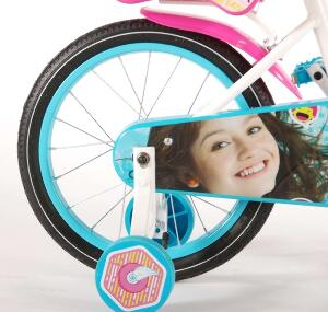 Bicicleta pentru fete 16 inch cu scaun pentru papusi roti ajutatoare si cosulet Soy Luna