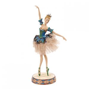 Statueta balerina costum paun din tiul cu paiete