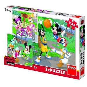 Puzzle 3 in 1 - mickey si minnie sportivii (55 piese)