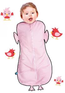 Sac de dormit Fun Animal 2 in 1 chicky pink 0-3 luni Wallaboo