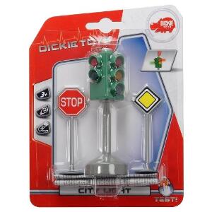 Set Dickie Toys Semafor City Light cu 2 semne rutiere