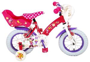 Bicicleta copii Volare Minnie Mouse cu roti ajutatoare 12 inch cu 2 frane mana