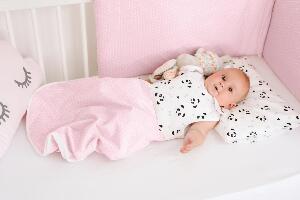 Sac de dormit bebe pentru iarna 0-6 luni, 100 bumbac, model Pink Pandas