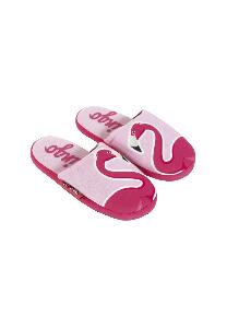 Papuci de casa, roz cu flamingo