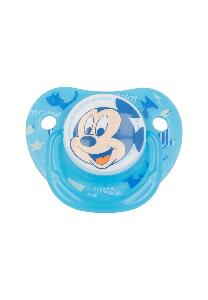 Suzeta cu tetina din silicon, albastra, Mickey Mouse, 0-6 luni