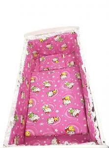 Lenjerie patut cu 5 piese Hello Kitty roz 120x60 cm