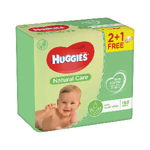 Servetele umede Huggies Wipes Natural Care Triplo 2 + 1, 168 buc