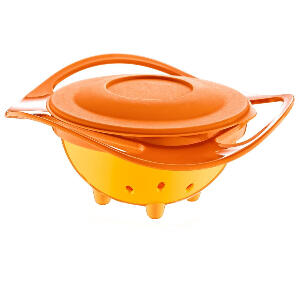 Bol multifunctional cu capac si rotire 360 grade Amazing Bowl Orange