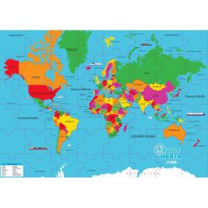 Puzzle geografic - harta lumii (82 piese)