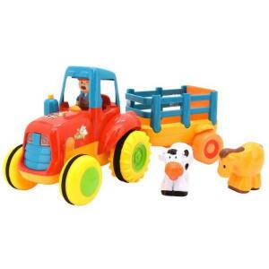 Jucarie muzicala Tractor cu remorca Globo cu sunete si 3 figurine incluse