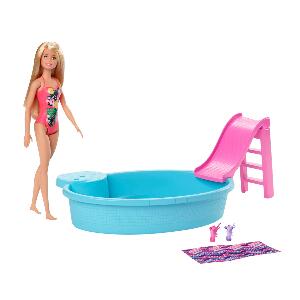 Set de joaca Barbie, Papusa cu piscina