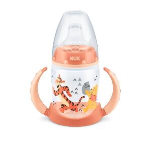 Biberon Nuk First Choice 150ml cu toarte si adaptor din silicon orange Disney 6 luni+