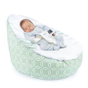 Fotoliu pentru bebelusi cu ham de siguranta Baby Bean Bed Green Rings