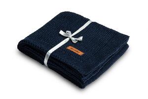 Paturica de bumbac tricotata Sensillo 100x80 cm albastra inchis