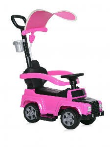 Masinuta de teren X-Treme cu maner parental si copertina pink