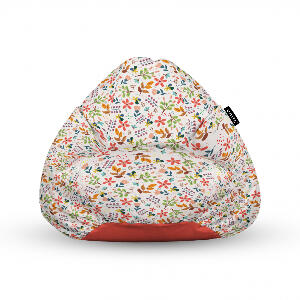 Fotoliu Units Puf Bean Bags tip para impermeabil cu maner alb cu flori multicolore