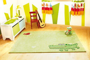 Covor copii tineret Hayppy Zoo Crocodile acril verd, 120x180